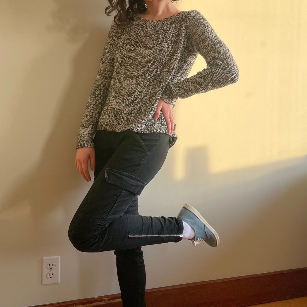 Black and white knit sweater